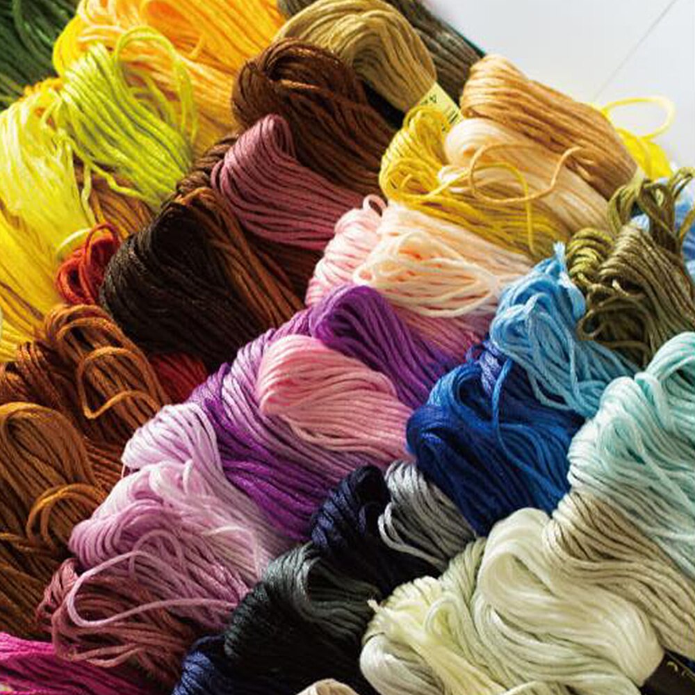 100 Pcs Embroidery DIY Silk Line Branch Threads Similar Dmc Thread Floss Skein Cross Stitch Thread Random Color