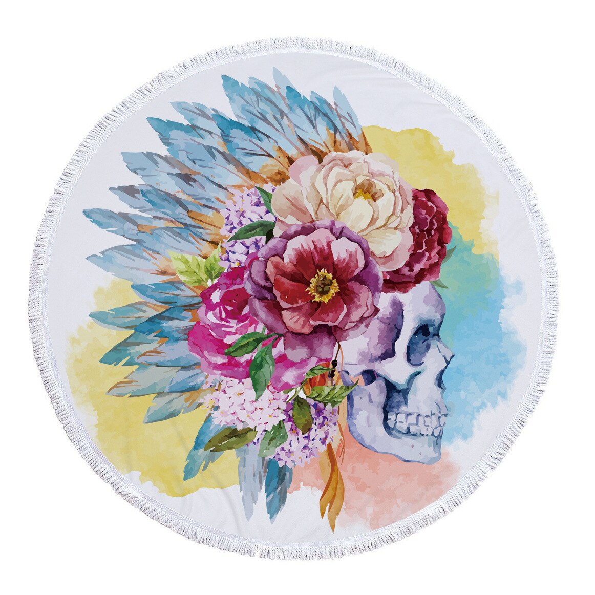 Grote Ronde Sandbeach Handdoeken Gedrukt Schedel Strandlaken Microfiber Stof Badkamer Bad Buiten Zwemmen Handdoeken Wandelen Serviette: Towel 5