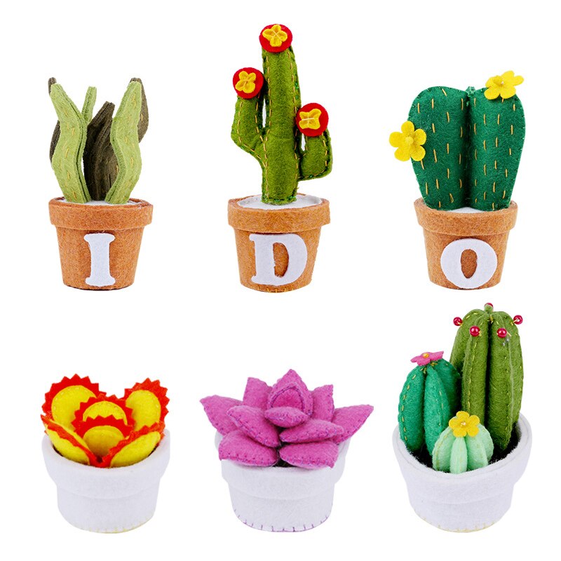 Suculentas hechas a mano, Kit de fieltro en maceta, proceso de multicapacidad no tejido, decoración para el hogar, fieltro DIY, paquete suculenta, pequeña maceta, plantas