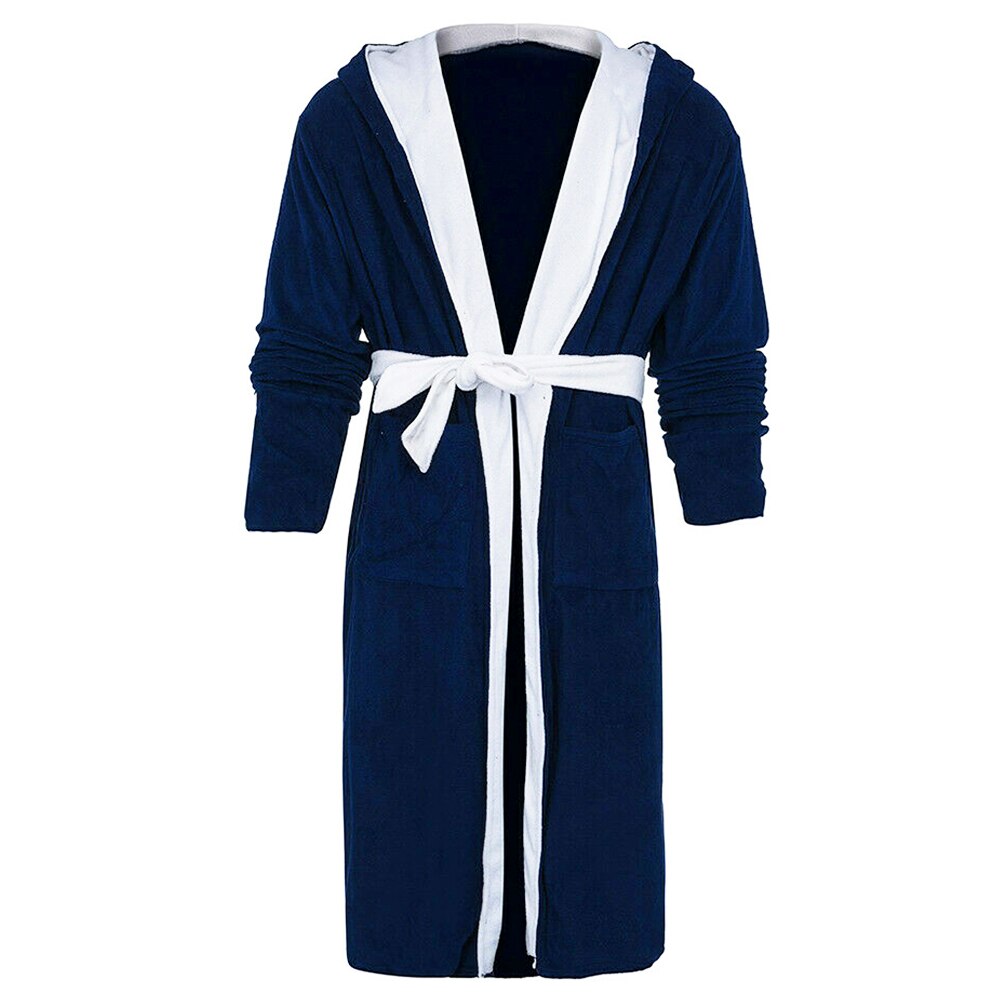 5XL Men Long Robe Night Male Long Sleeve Hooded Bathrobe Towel Soft Lined Lounge Wear Luxury Bath Robe Men