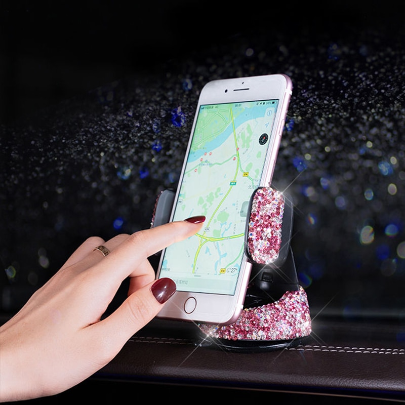 Luxe diamanten auto telefoonhouder beugel zuignap decoratie dashboard auto accessoires interieur vrouw decoratie bling strass steentjes