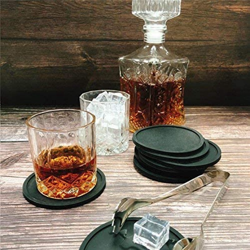 Lot de 10 sous-verres pour boissons, Protection contre les déversements pour Table en bois, Surface en pierre de marbre, sous-verres durables et antidérapants en Silicone