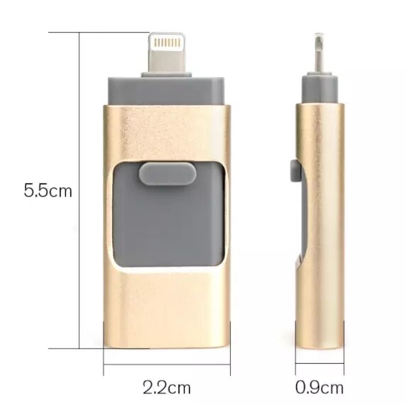 Usb Flash Drives Compatibel Iphone/Ios/Apple/Ipad/Android & Pc 128Gb [3-in-1] Lightning Otg Jump Drive 3.0 Usb Memory Stick: 8GB / Goud