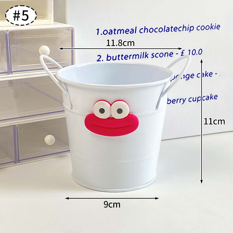 Iron Bucket Box Big Mouth Large Capacity Iron Pen Holder Desktop Flower Pot Arrangement Dormitory Miscellaneous Storage Box: DARK GRAY