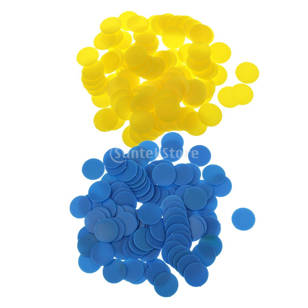 Pack of 200 Plastic Board Game Counters Games Chip Kids Numeracy Teaching Toy: Yellow Blue