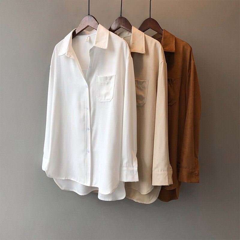 Blusa de estilo Retro con manga larga para verano, Camisa lisa con solapa y luz para mujer,