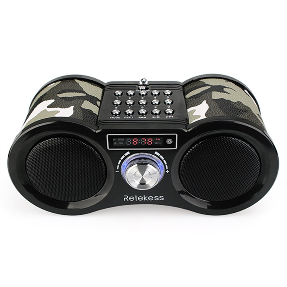 RETEKESS-receptor de Transistor portátil V113, Radio FM estéreo Digital, altavoz de Supergraves Dual de 1,6 W, reproductor de tarjeta TF con disco USB: Camouflage Color