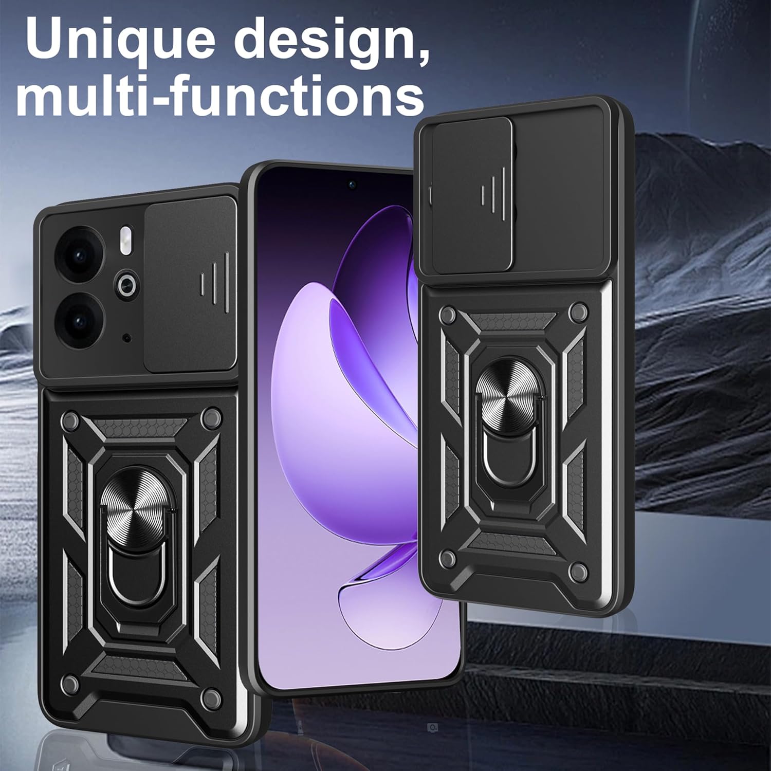 Armor Case For Realme 14 5G Realme 14T Cover Lens Protection With Ring Magnetic Holder Coque Fundas Capa
