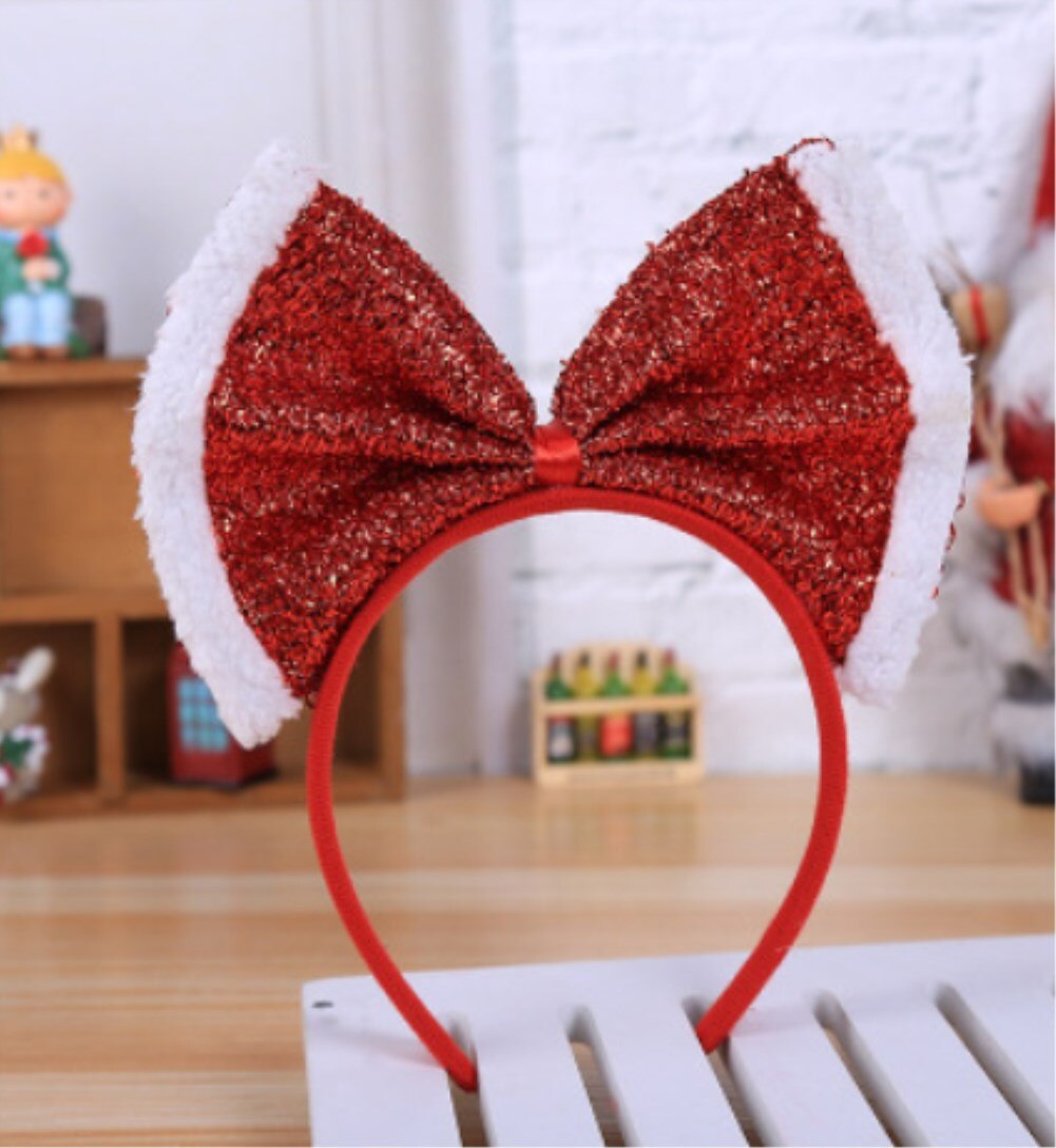 Weihnachten Stirnband Santa Weihnachten freundlicher Erwachsene Hütte Phantasie Kleid Hütte groß Bowknot Doppel Kopf Band Zubehör: B