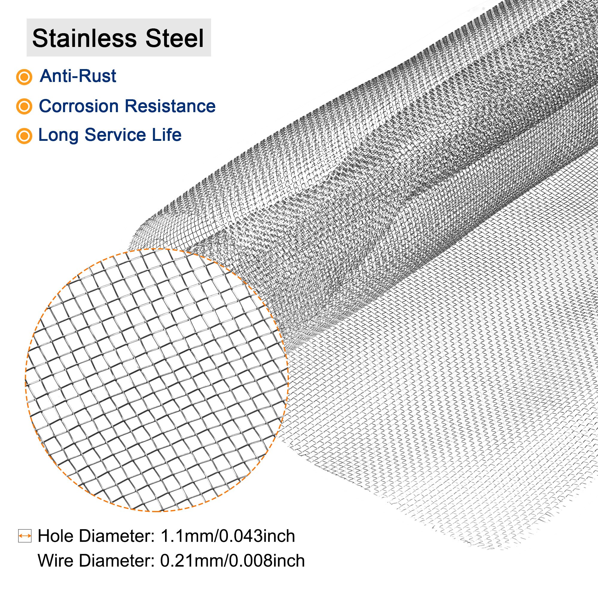 Uxcell Stainless Steel Mesh Screen Woven Wire Mesh 23.6x11.8inch 20 Mesh for Ventilation, Home, Pack of 1