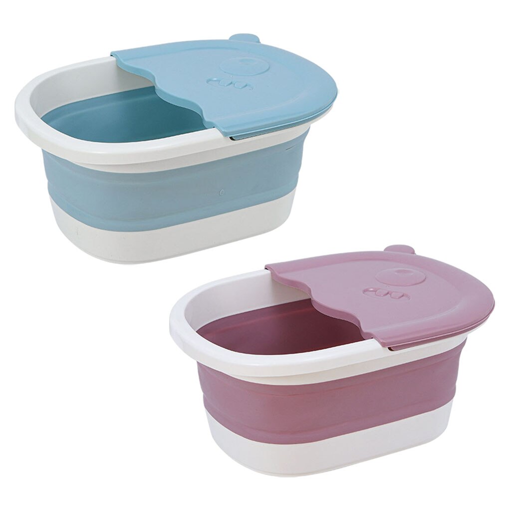PP Folding Foot Basin Feet Barrel with Pebble Massage Washing Spa Sauna Tubfoot Care for Camping Travel Home