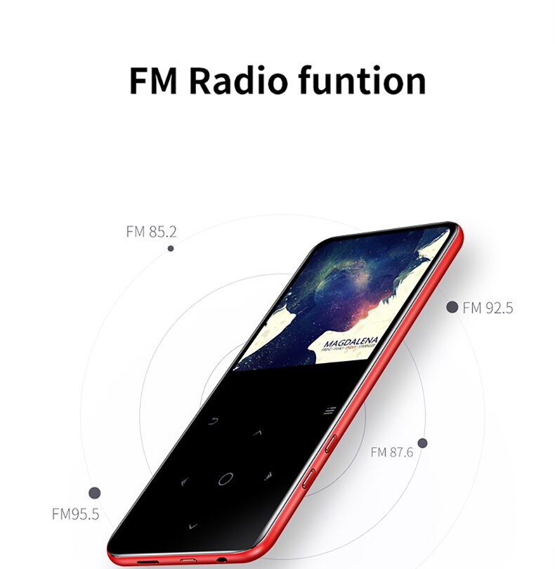 IQQ-reproductor de MP3 con pantalla táctil, Bluetooth 4,1, 16GB, altavoz con radio FM, grabación portátil, walkman de sonido fino sin pérdidas