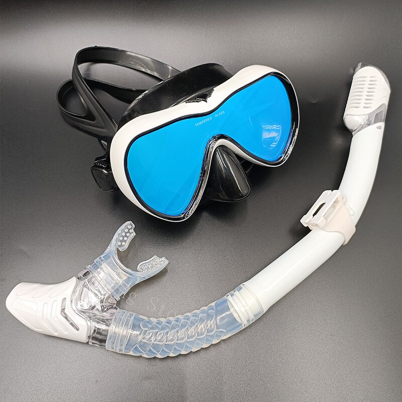 Advanced Anti-Fog Snorkel Mask for Snorkeling Swimming Scuba Diving with Wide-Angle Tempered Glass Coating Lens Snorkelling Set