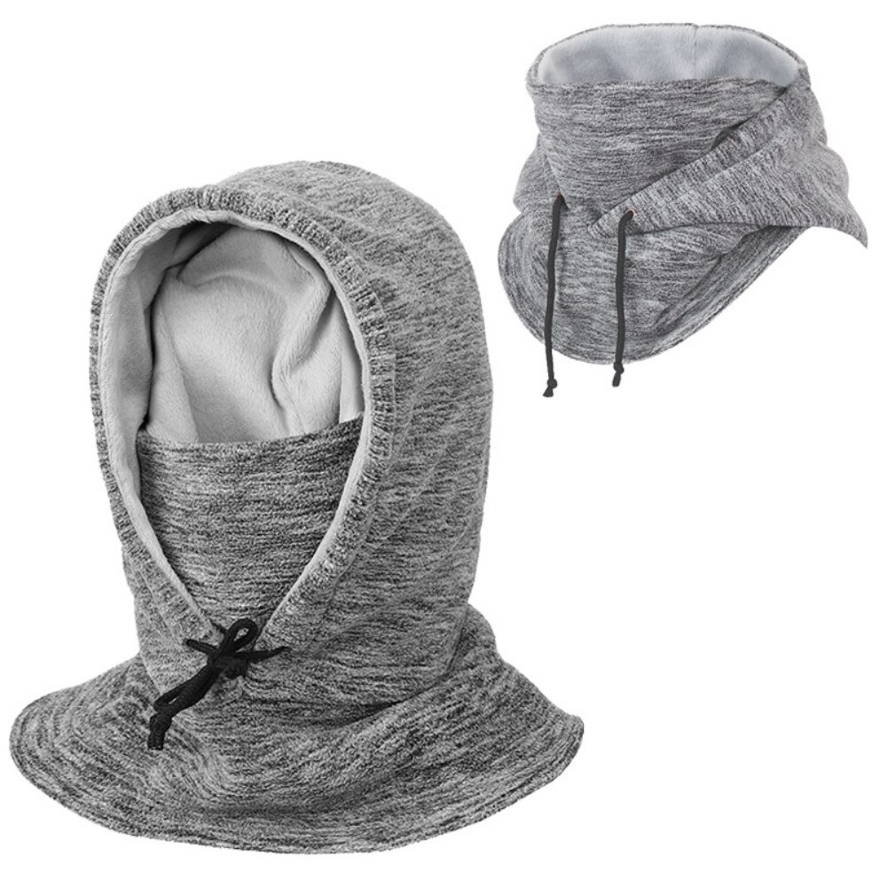 Winterwarme fleece-mützen, wasserdichte thermo-sturmhauben, gesichts- und nackenwärmer für herren, outdoor-sportarten, skischals, thermomützen: Grau