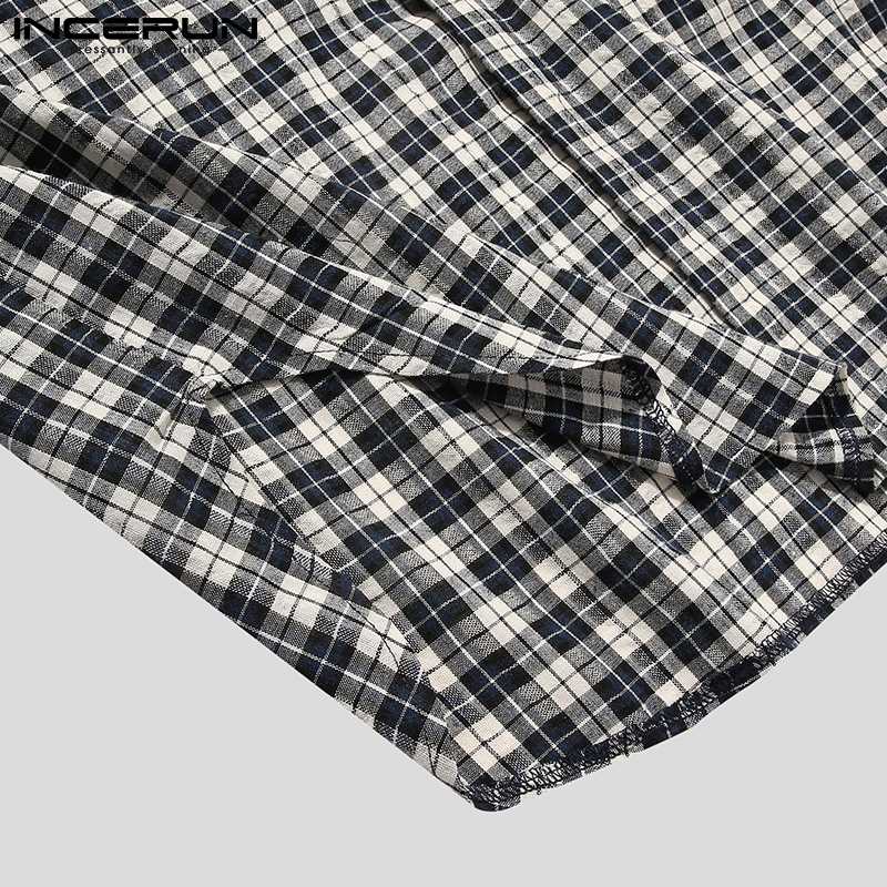 Mannen Plaid Gewaden Comfortabele Homewear Turn Down Kraag Lange Mouw Knop Badjassen Losse Leisure Mannen Kamerjas S-5XL Incerun