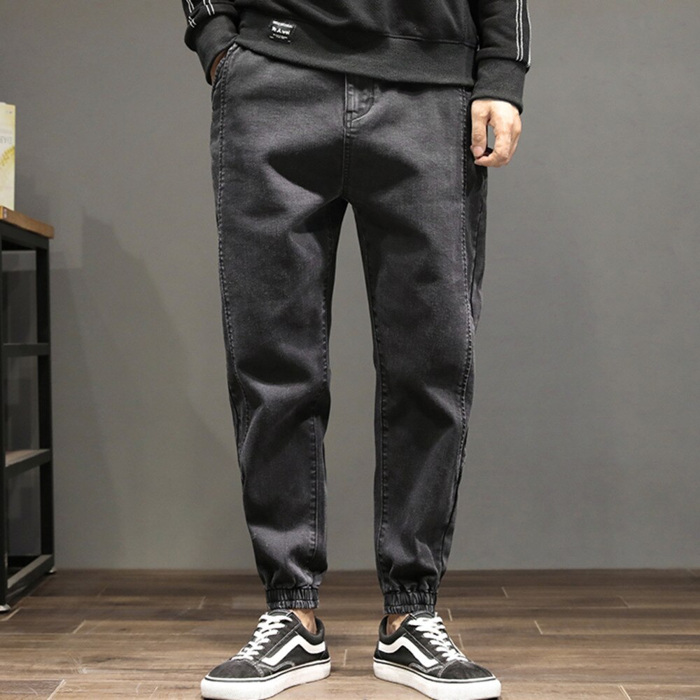 Jean pour hommes, pantalon Cargo en Denim épissure à la , pantalon Cargo, Style japonais Hip Hop, jogging
