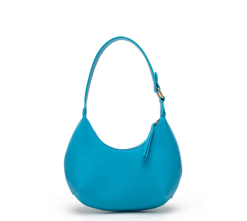 sommer Neue Macaron Farbe Frauen Unterarm Tasche PU Leder Mini Schulter Tasche Weibliche Reise Handtasche Einfache Weibliche Täglich tasche: Blau