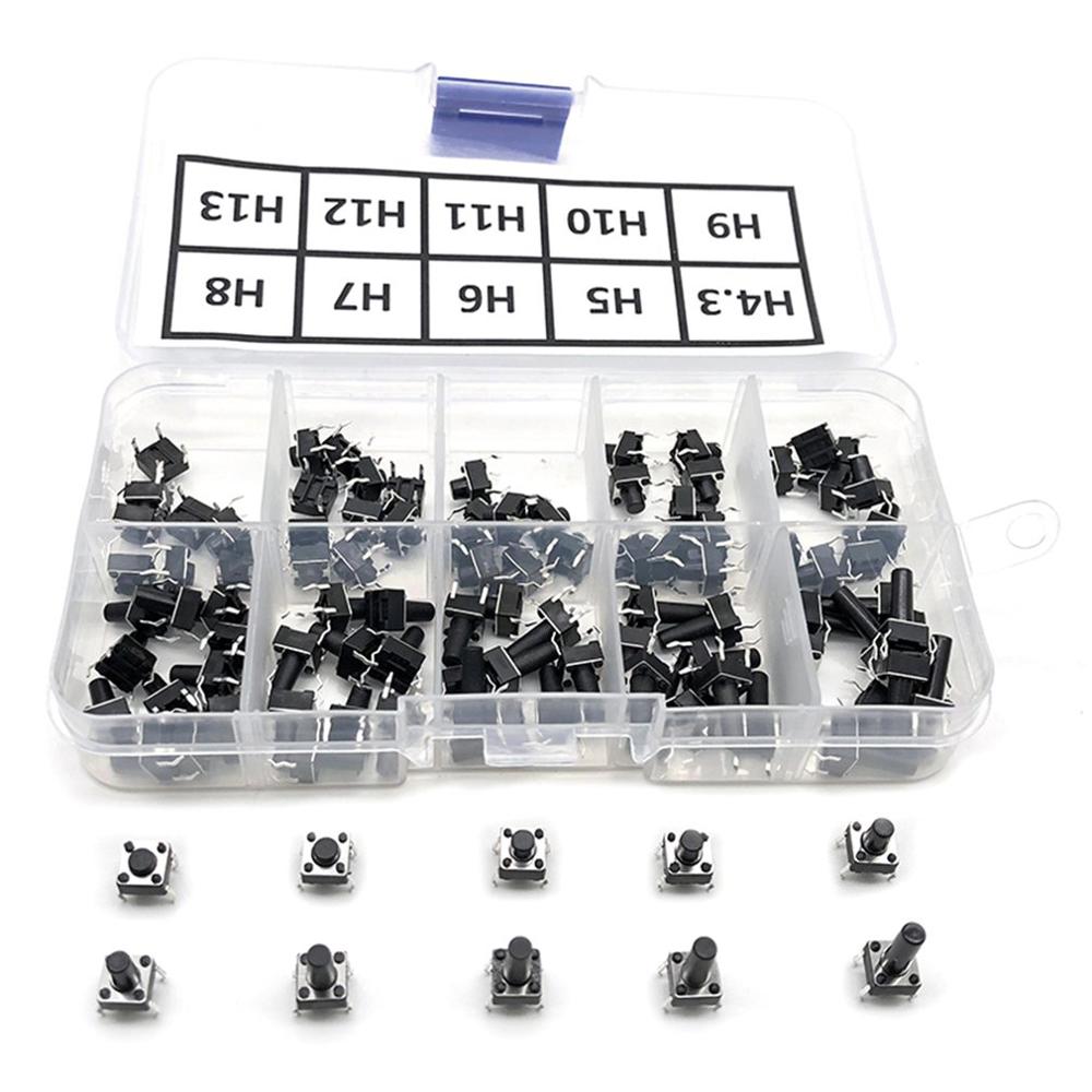 100/200PCS 200pcs 6 * 6 Micro Tact Switch Tactile Push Button Switch DIP 4P 6X6x4.3/5/6/7/8/9/10/11/12/13mm for arduino DIY KIT