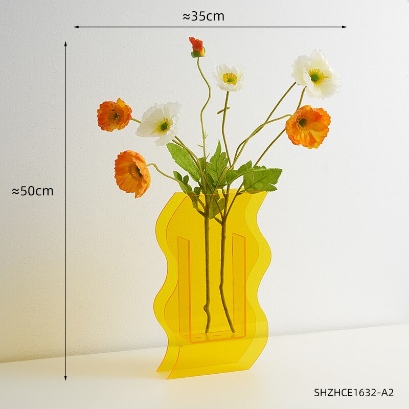 Vase en acrylique Transparent, décoration nordique, décoration de Table pour la maison, salon, chambre à coucher, décoration de bureau,: Combination 2