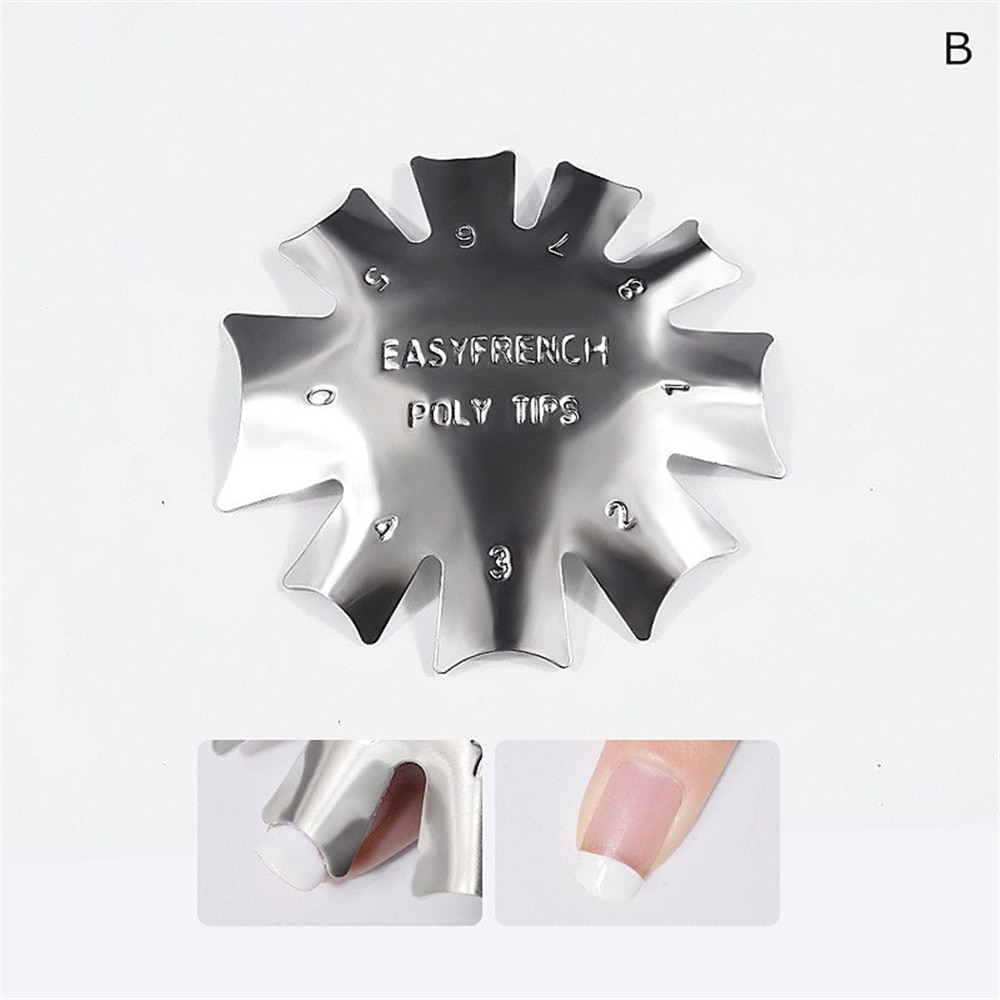Rustfrit stål fransk stil nail art manicure skabelon 3 slags forskellige kanter linjer nail art manicure værktøjer