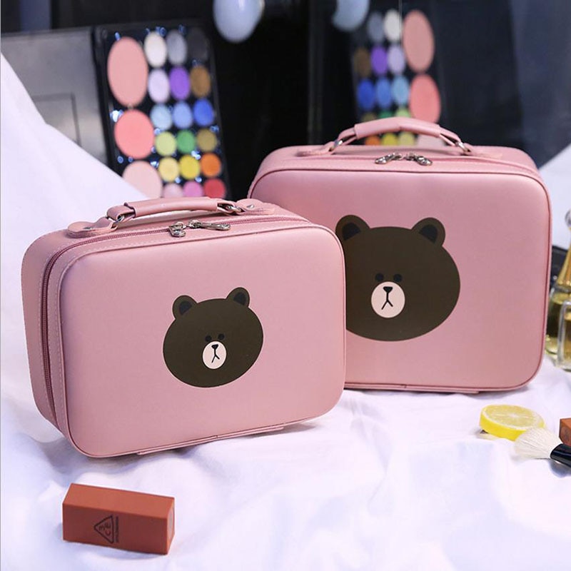 19 Korean version of the bear cosmetic bag portable large-capacity storage bag simple compact cute portable cosmetic case