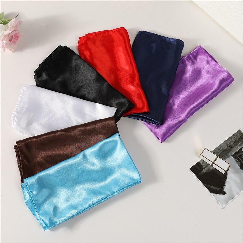 50cm små firkantede tørklæder til kvinder foulard hår pandebånd halstørklæde bandana solid satin hår tørklæder taske bindebånd