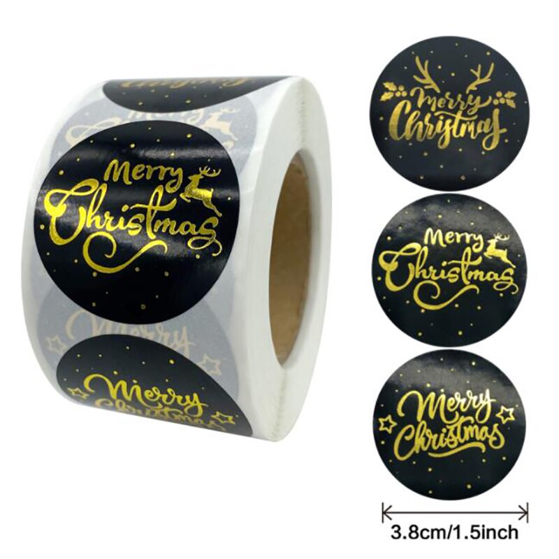 500 pcs/roll Merry Christmas Round 1 Inch Golden P... – Vicedeal