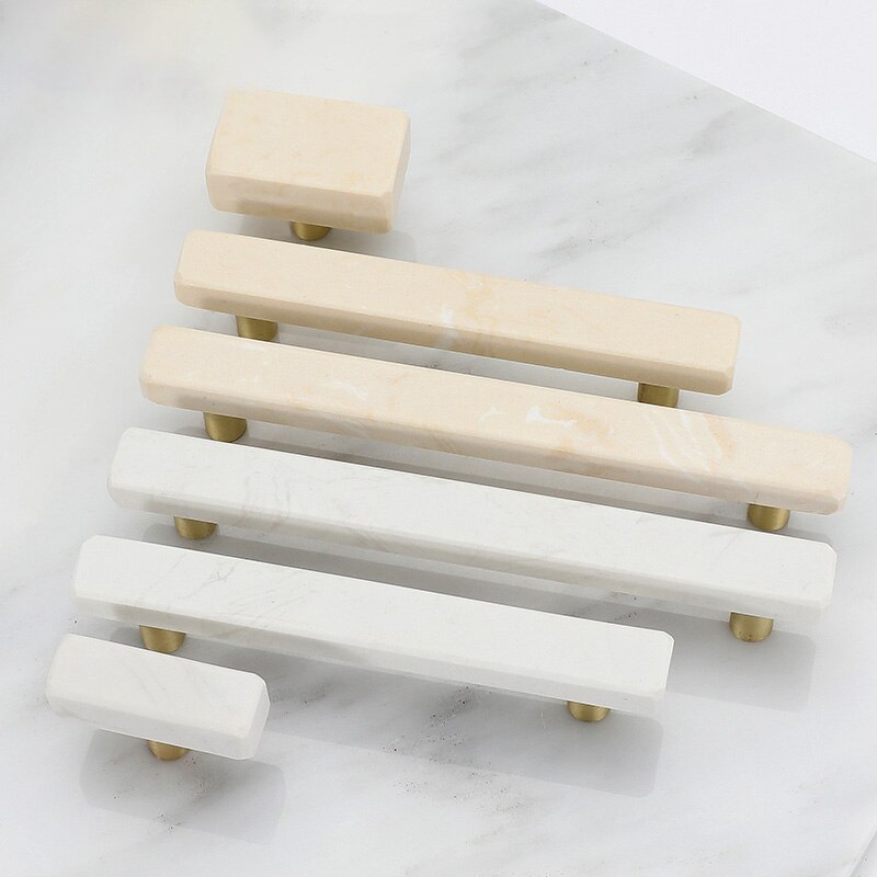 Marmer Deurgrepen En Knoppen Voor Meubels Zinklegering Kast Keuken Kast Dresser Schuifladegrepen Pulls Stone Rock Beige