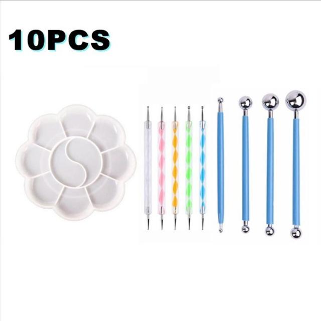 Mandala pontilhando ferramentas de pintura acrílico ferramenta de arte do prego ferramentas de mão conjunto de gravura cerâmica ultra-leve com estênceis: 10pcs
