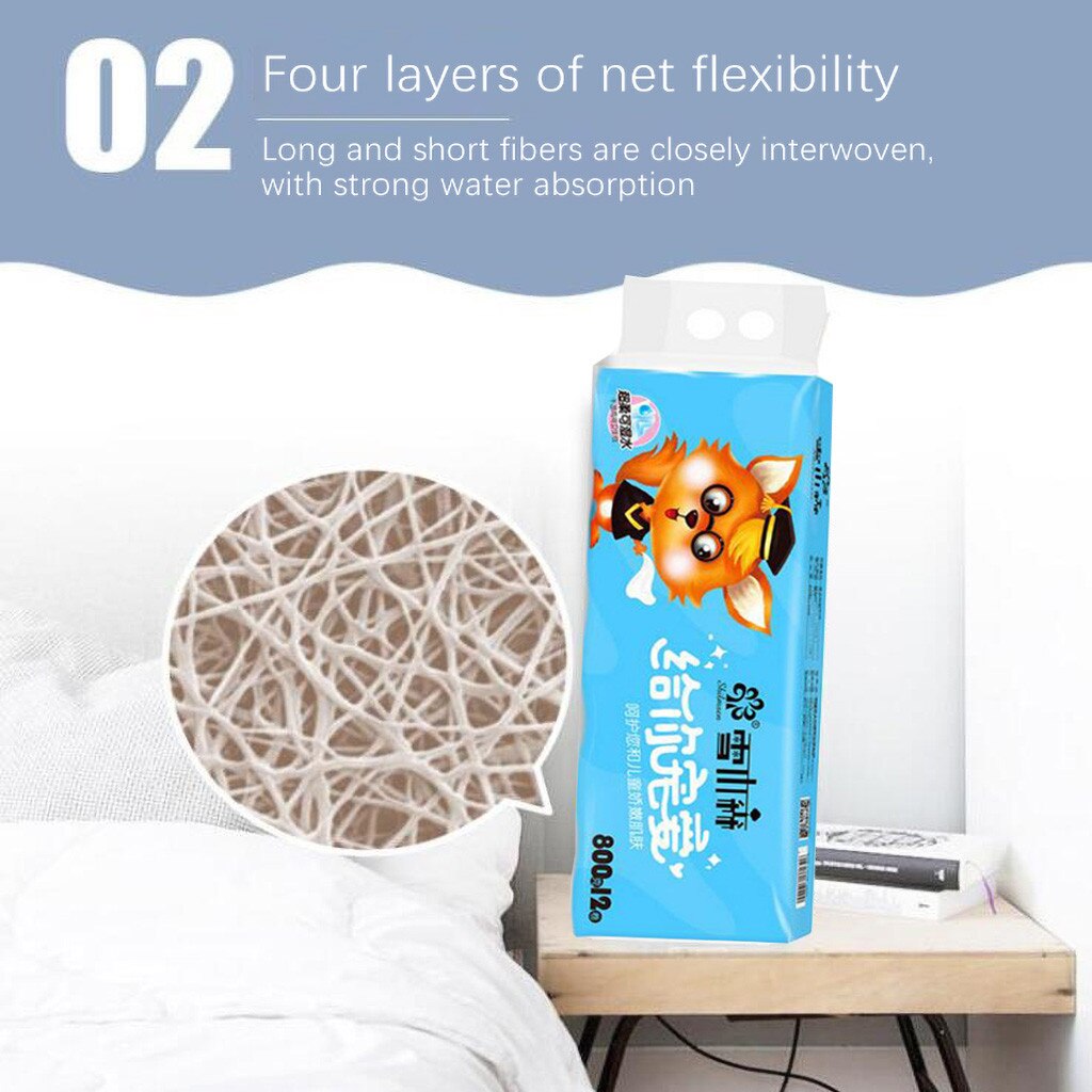 12pcs Roll Paper Tissue Paper Roll 4 Layer Thickened Household Paper toilet paper rolls pack rolling paper D325