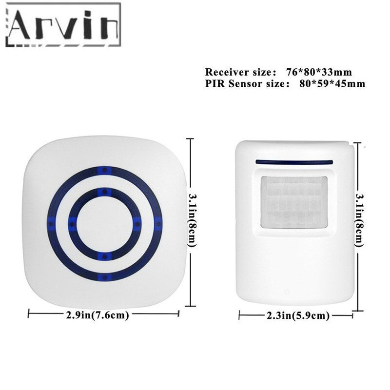 Door Chime,Wireless Business Door Motion Sensor Detector Smart Visitor doorbell Home Security Driveway Alarm with 1 Plug-in Rece