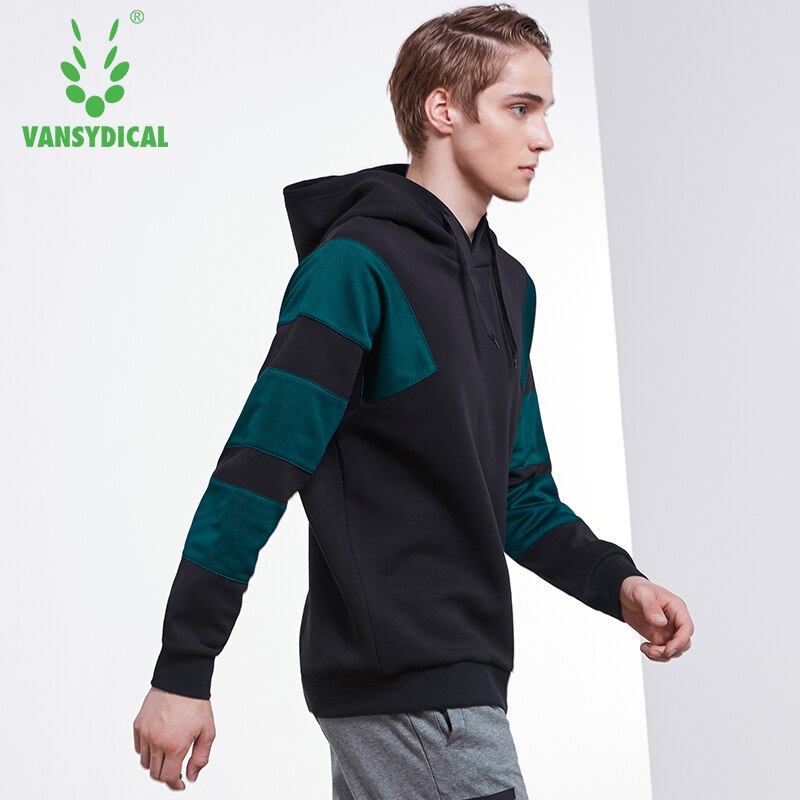 Vansydical Sport Hoodies Herfst Winter Mannen Fitness Running Tops Spliced Kleuren Lange Mouwen Uitloper Workout Truien