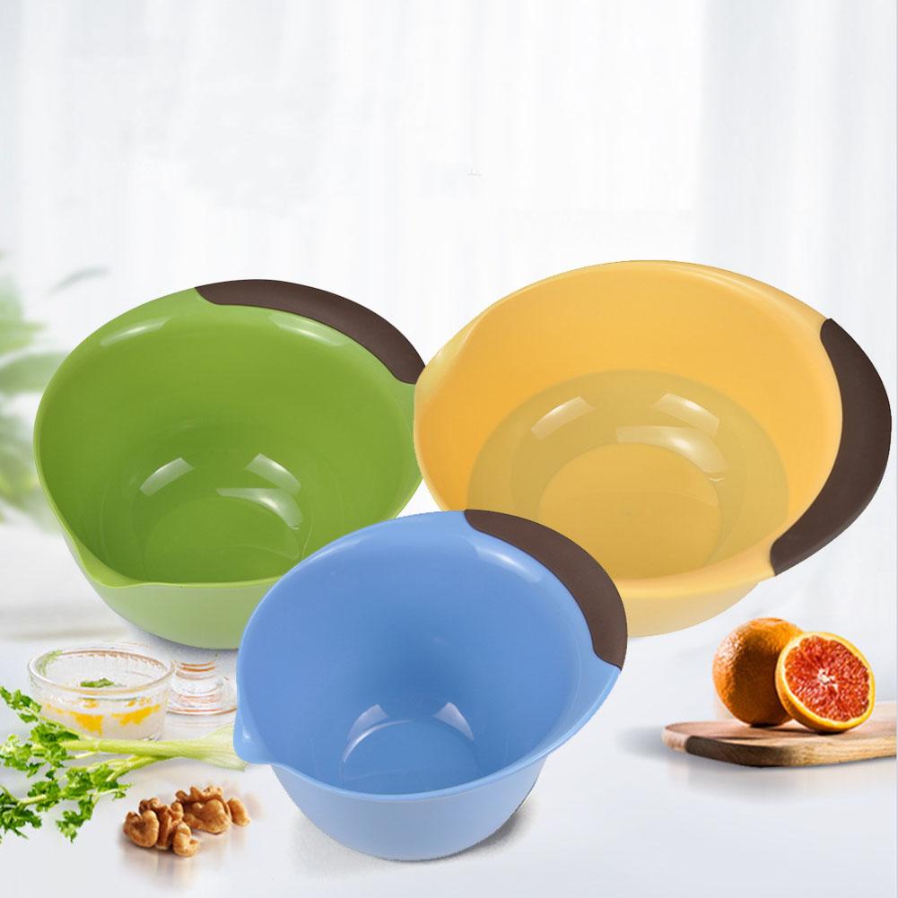 Bols à mélanger en plastique pour salade, réutilisables, lavables, sans BPA, antidérapants, à céréales, pour salade, fruits, Dessert, organisateur de collations, 3 pièces/paquet, 30E