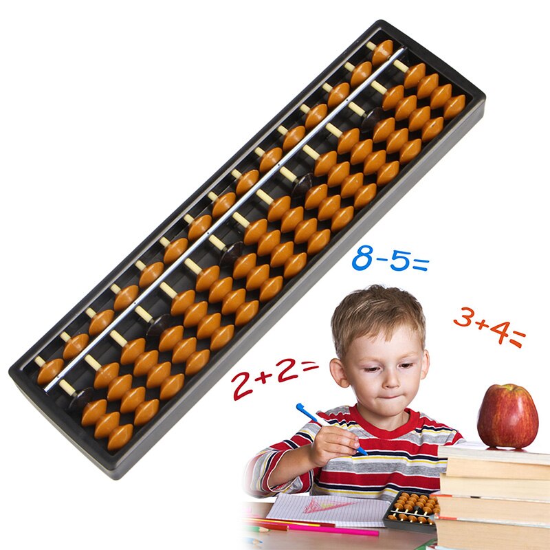 Plastic Abacus 15 Digits Arithmetic Tool Kid&#39;s Math Learn Aid Caculating Toys