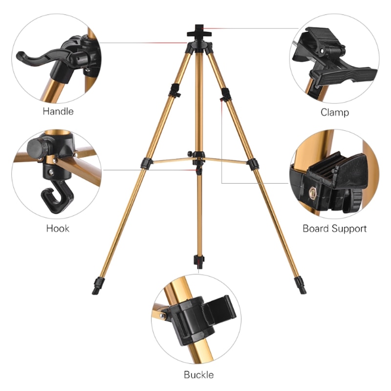 Aluminum Easel Stand Tripod Adjustable Height 19inch -55inch Lightweight Sturdy Field Easel for Painting with Carrying Bag