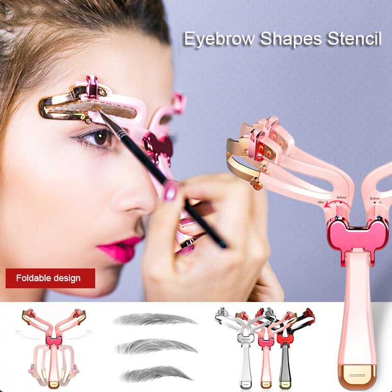 1PCS Verstelbare Wenkbrauw Stencil Makeup Shaping Eye Brow Make-Up Model Template Wenkbrauwen Card Styling Tool Vrouwen Ogen Maquillaje