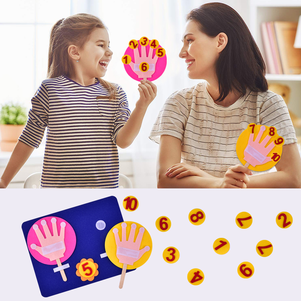 Juguetes Educativos de lana DIY, conjunto de juguetes de fieltro con conteo de números de dedos para niños, enseñanza jardín de infantes Digital, de educación temprana