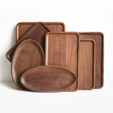 Round Retangle Oval Shape Walnut Wood Pan Plate Fruit Dishes Saucer Tea Tray Dessert Dinner Bread Wood Plates