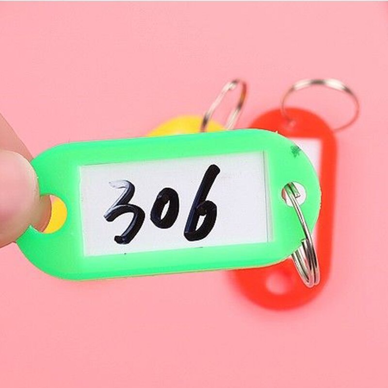 50pcs 5*2.2cm solide et mixte couleur plastique porte-clés ébauches porte-clés ID étiquette bricolage nom étiquettes pour bagages papier insérer étiquettes à bagages