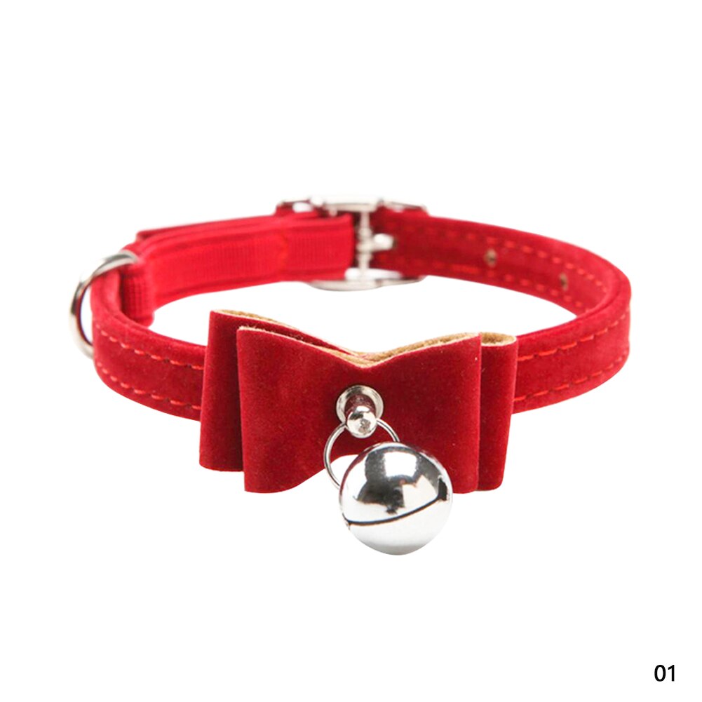 Nœud papillon élastique en velours pour chat, 6 couleurs, fournitures pour animaux de compagnie, chiot, chaton: Red