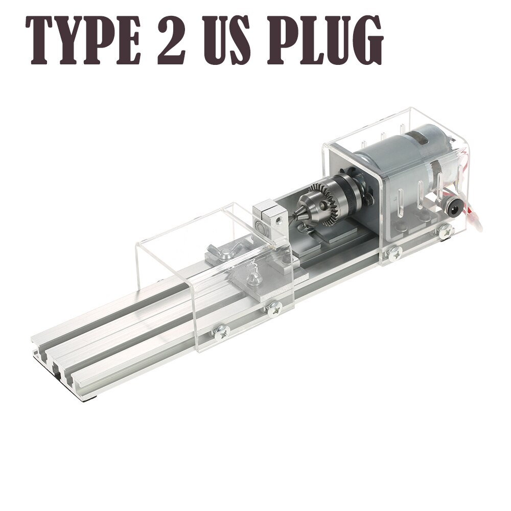 12-24V Mini Wood Lathe Machine Tool Woodworking Buddha Pearl Grinding Polishing Beads Rotary Machine DIY Lathe Wood Drill Tool: TYPE 2 US PLUG