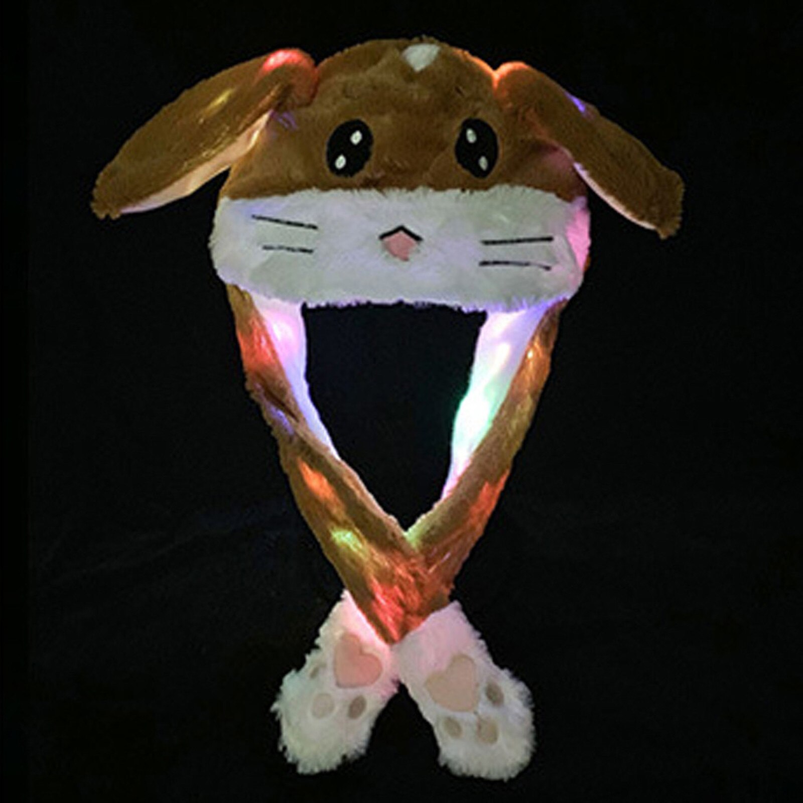 Luz movendo orelhas de coelho chapéu engraçado mão ímã chapéu de pelúcia controlável orelhas longas bonito presente animal coelho orelha chapéu hat hat hat hat hat