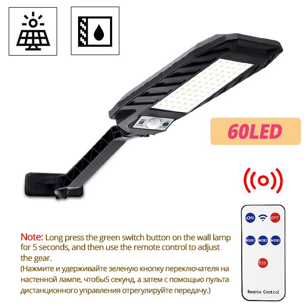 180COB Outdoor Solar Street Lamp Integrated Human Body Induction Wall light Garden Spotlight Smart Sensitive Power LED Sales: 60LED Solar