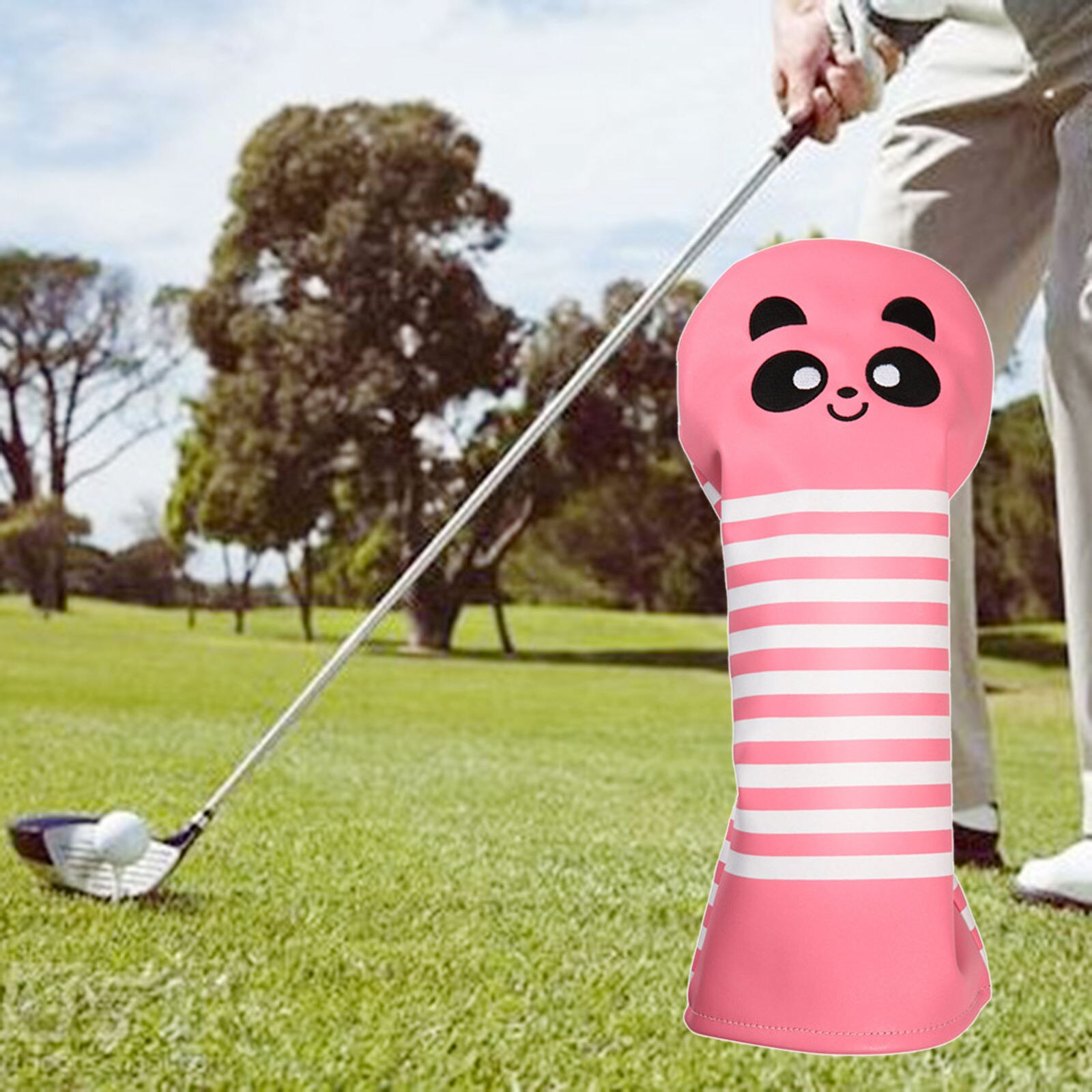 1PC Karikatur Stil PU Schutz Passt Universal- Treiber Leder Stil Golf Holz Kopf Abdeckung Golf Kopf Abdeckung Putter Fahrrinne holz: Rosa Treiber Startseite
