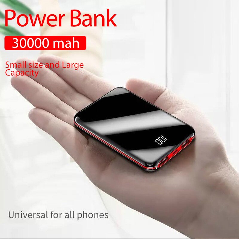 Draagbare Mini 30000 Mah Power Bank Voor Alle Mobiele Telefoon Power Bank Pover Bank Charger 2 Usb-poorten Externe Batterij poverbank