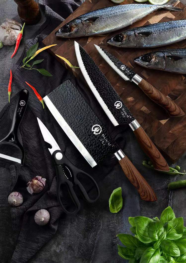 Vijf Delige Set Keukenmes Huishouden Keuken Mes Volledige Set Combinatie Rvs Vlees Cleaver Fruit Mes Geschenkdoos