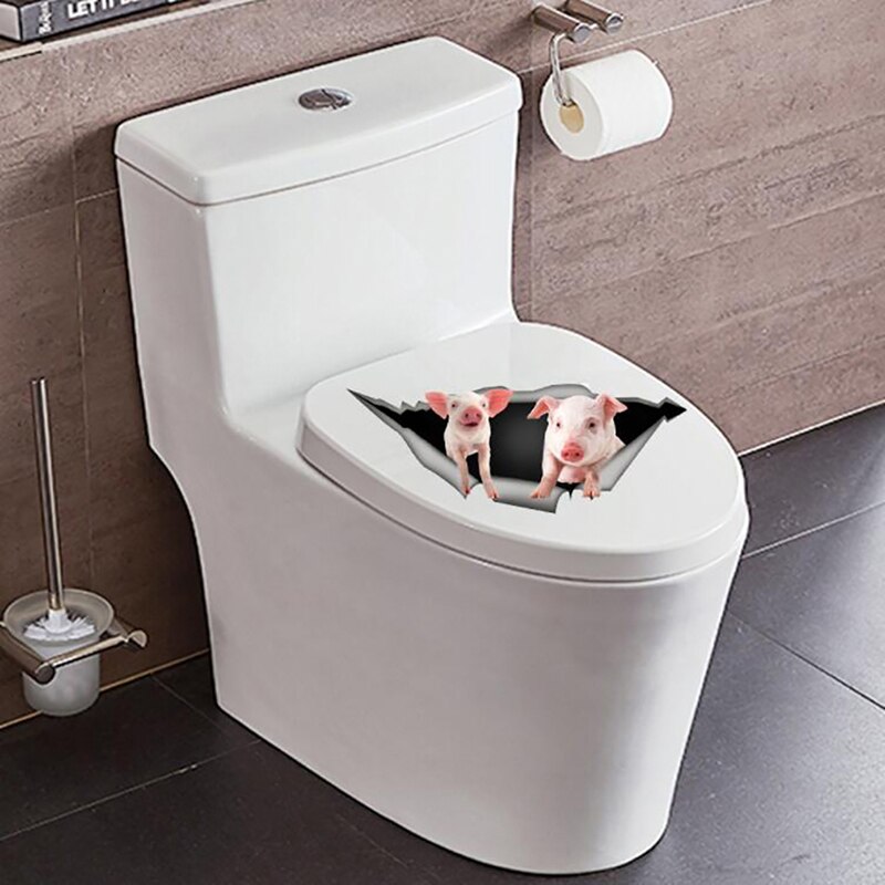 3D Cute Pig Wall Stickers Refrigerator Toilet PVC Bathroon Sticker Exquisite Cute Funny Home Decor