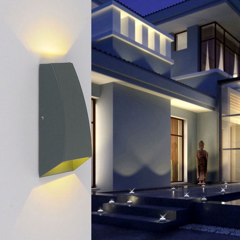 Moderne Wandlamp Op/neer Moderne Outdoor Wandlamp LED - Zwart Goud, Op/Neer Verlichting - Waterdicht Voor Tuin, Gang, Slaapkamer - 2 Lichtbronnen, 90-260V Wandlamp Outdoor Waterdicht