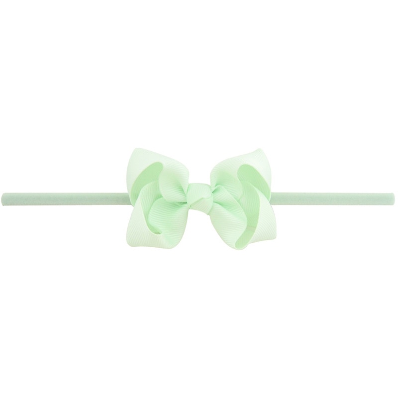 Baby Kids Kleine Leuke Hoofdband DIY boog-knoop Grosgrain Lint Boog Dunne Elastische Tulband Haarbanden Meisjes Hoofdbanden haar Accessoires: 19 Light Green