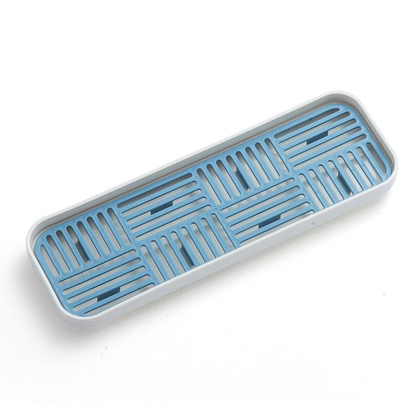 Aanrecht Organzier Zeep En Spons Houder Fles Cup Servies Lekbak-Opslag Tray Tool Voor Afwas Spons scrubber: Small blue